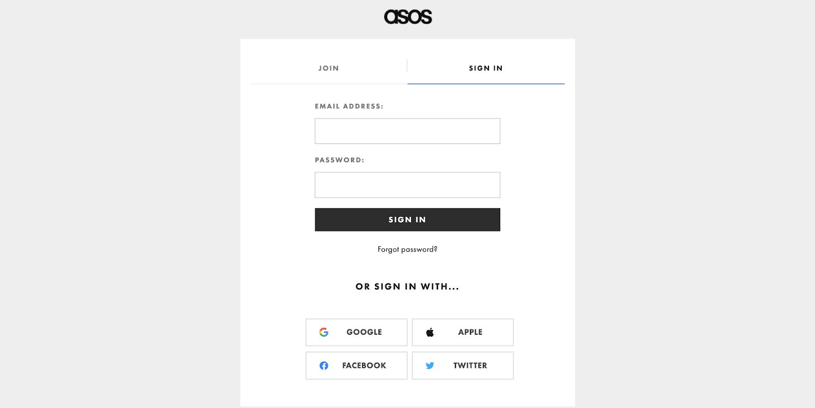 Improve the checkout process by offering a social sign-in option.