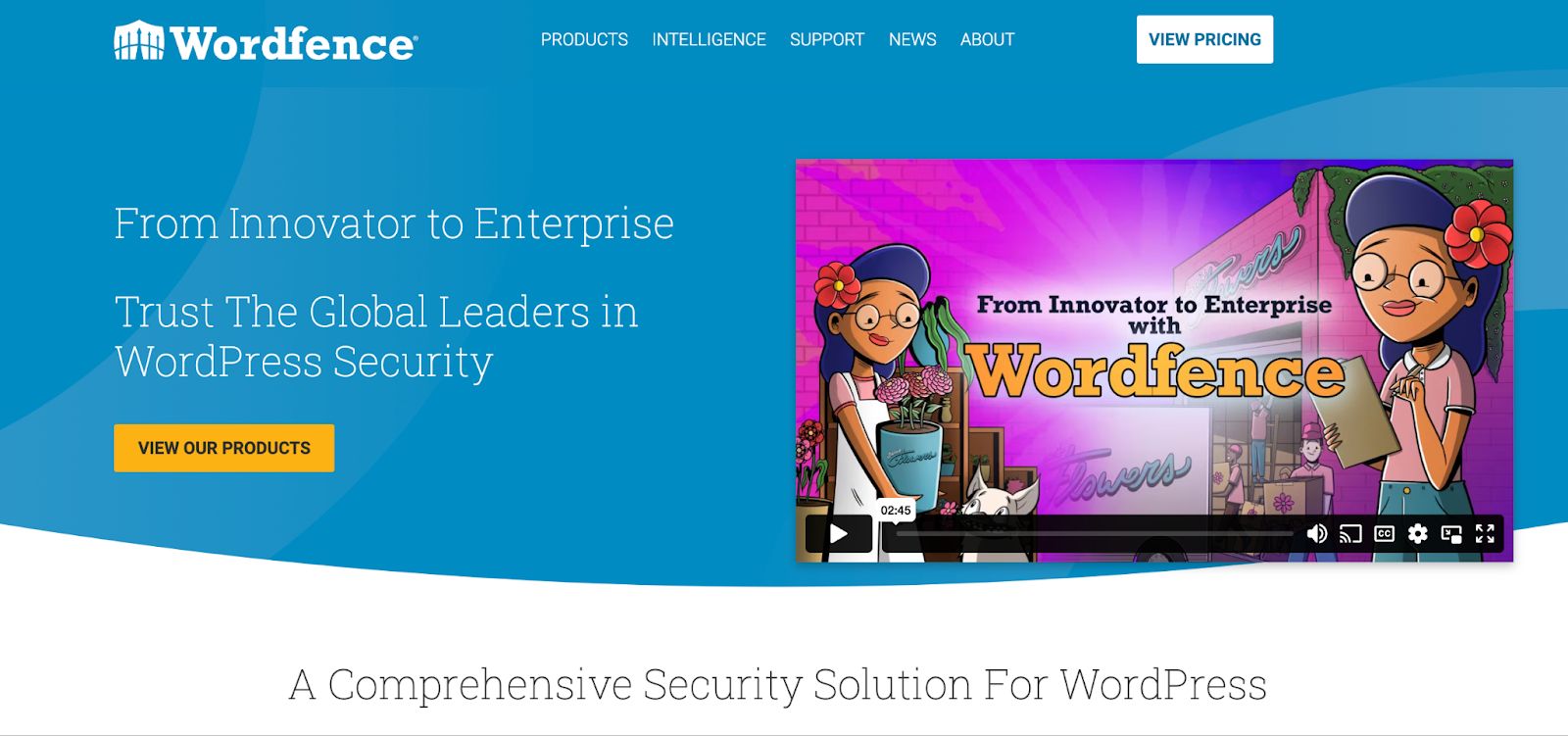 A screenshot of Wordfence’s website