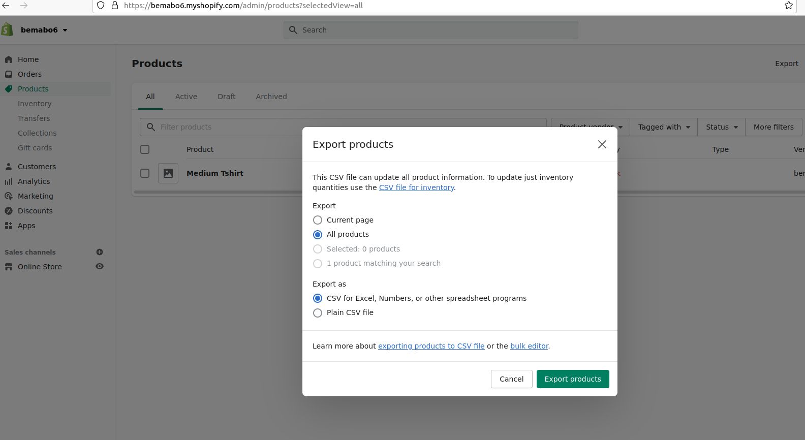 To migrate from Shopify to WooCommerce, download your product data