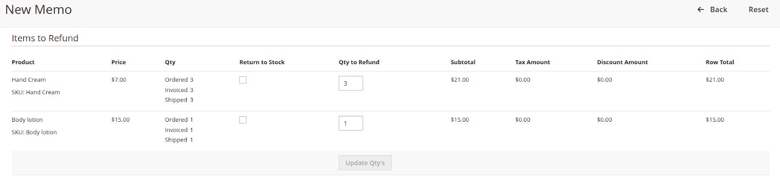 You can create credit memos from the invoices section of the orders view