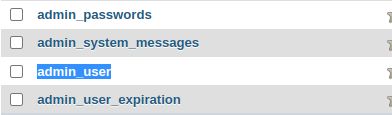 Then, click on the admin_user table.