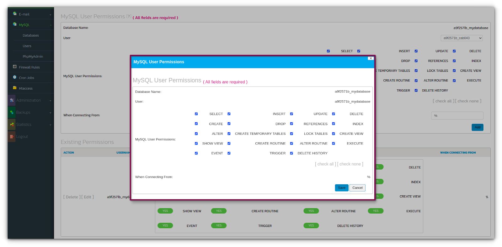 Update the desired permissions.