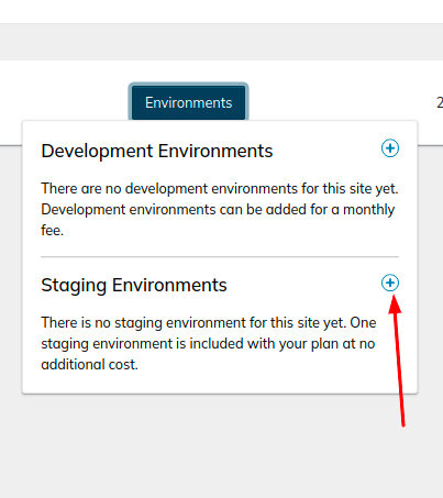 Click on the plus sign next to staging environments