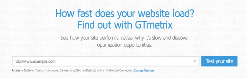 Screenshot of GTmetrix