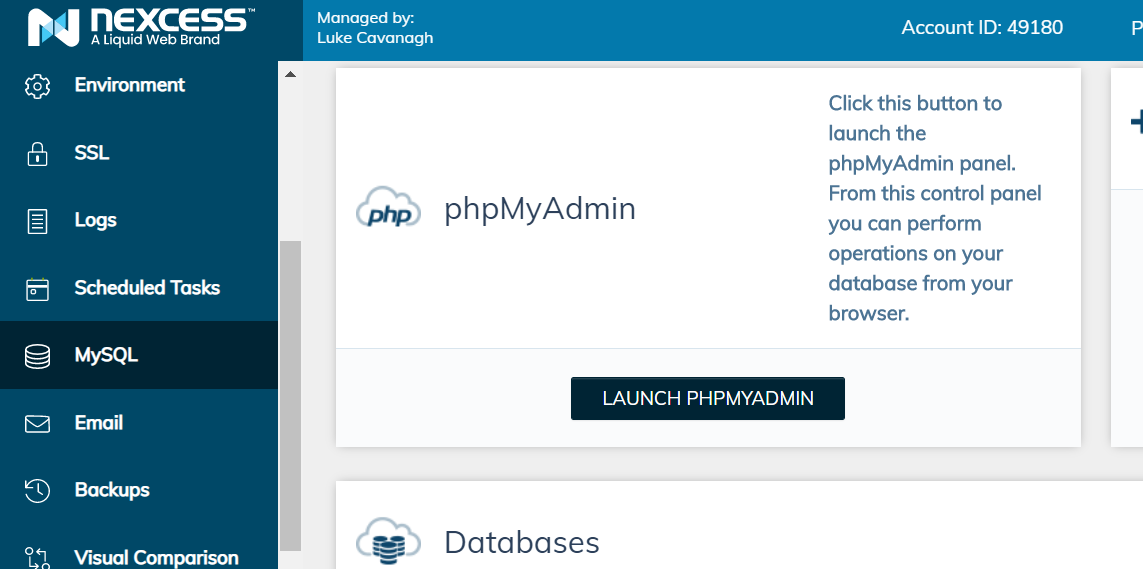 MySQL admin panel