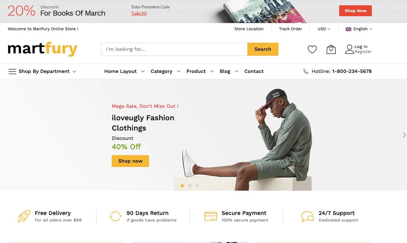 Martfury is the best Magento mobile theme for merchants prioritizing search navigation.
