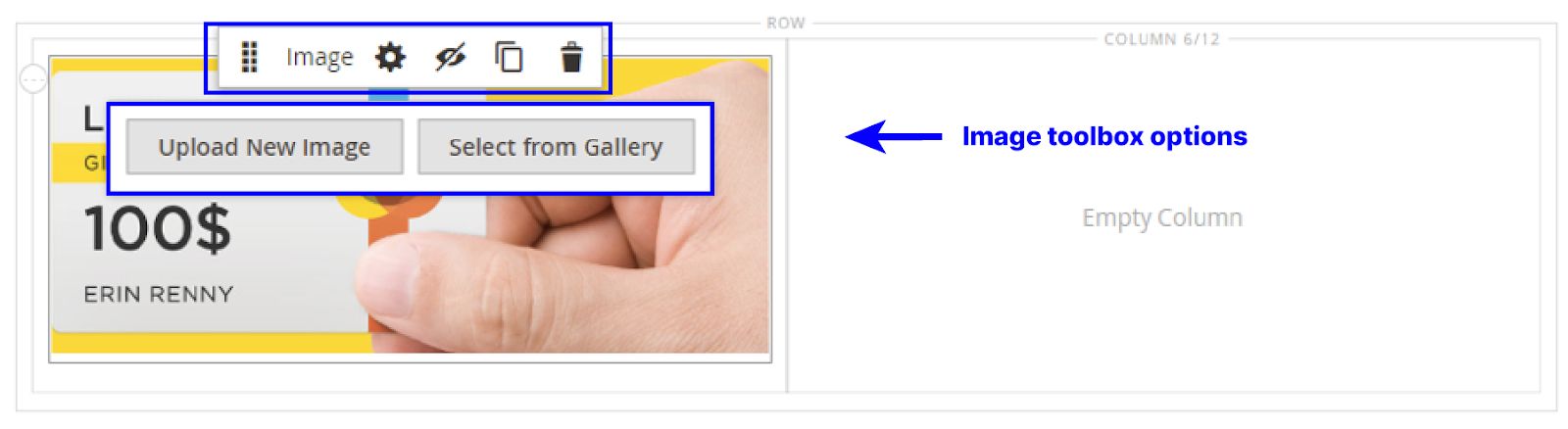 Image toolbox options in Magento Page Builder media