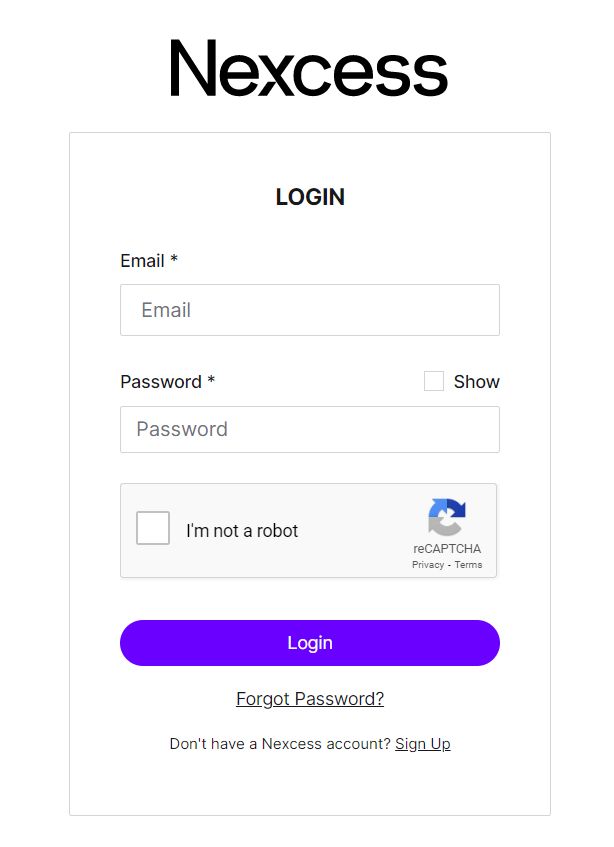 Nexcess Client Portal login page.