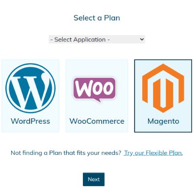 Choose Magento from the Application picklist.