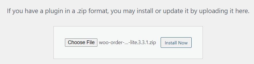 Drag the ZIP file containing the plugin to the “Choose File” and drop it, or select it manually by clicking on the “Choose File” button.