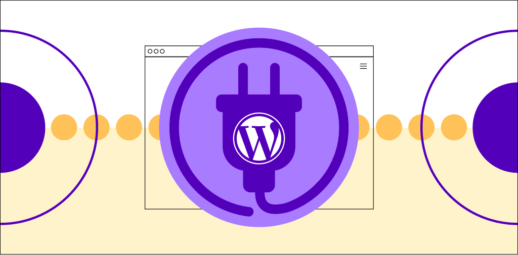 WordPress logo on a plug with a cord and web browser window illustration