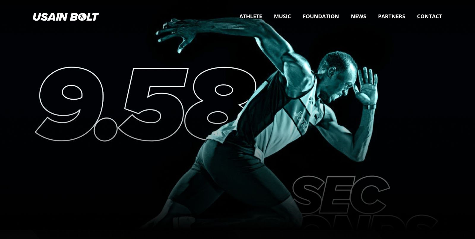 A screenshot from the Usain Bolt website