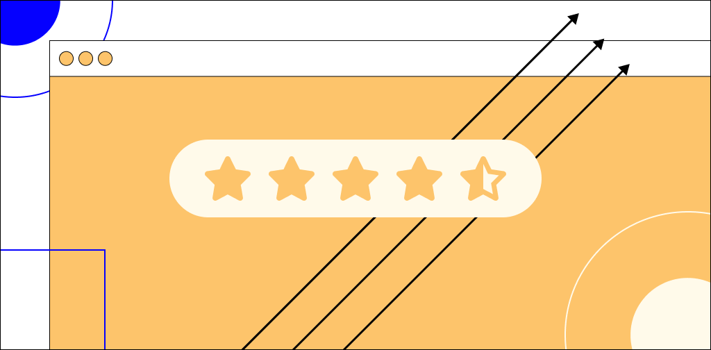 Illustration of a five star review in a web browser