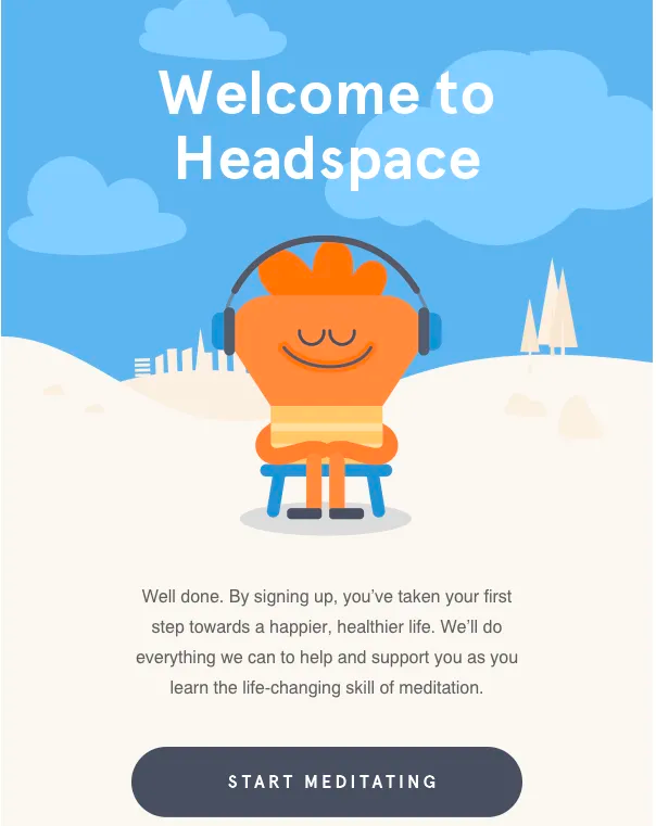 Welcome email from Headspace