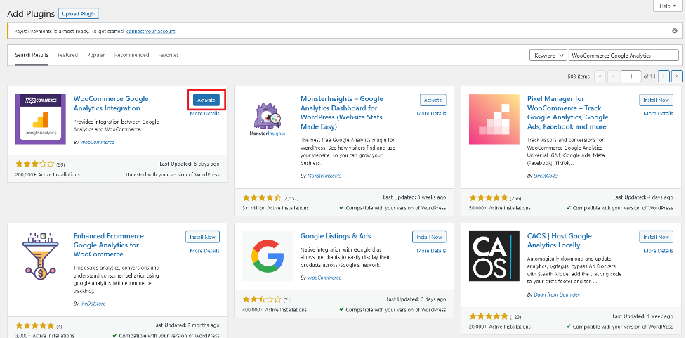 Activate WooCommerce Google Analytics Integration plugin.