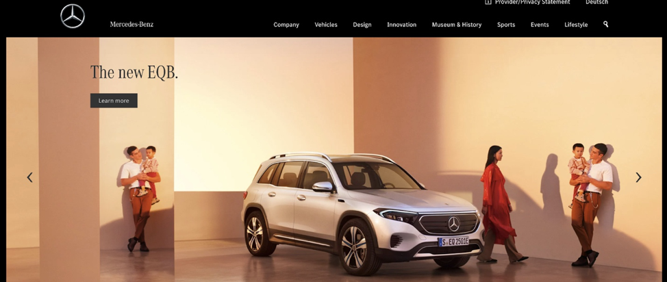 Screenshot of Mercedes-Benz website