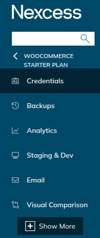 The Nexcess client portal will include the following options for both WordPress and WooCommerce Nexcess hosting products.