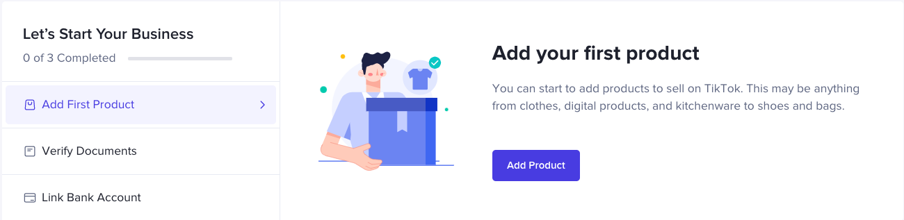 The TikTok shop "Add Product" screen.