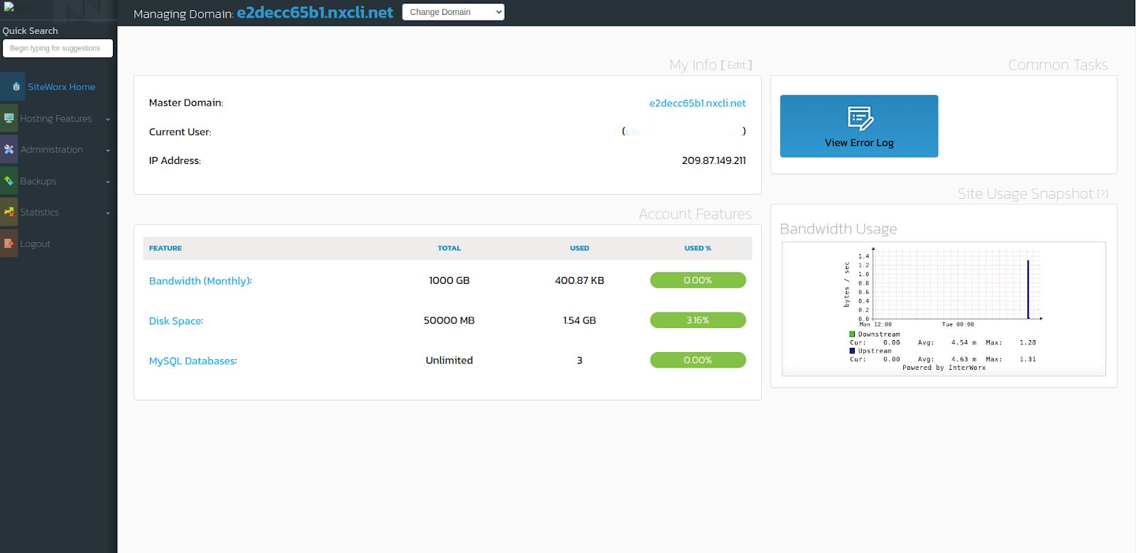 Using the SiteWorx Control Panel in the Nexcess Cloud Nexcess