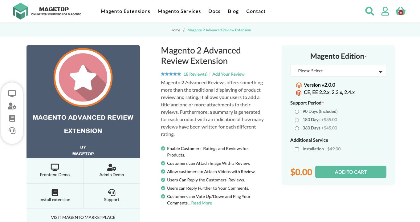 Magetop provides the best free Magento 2 product review extension.