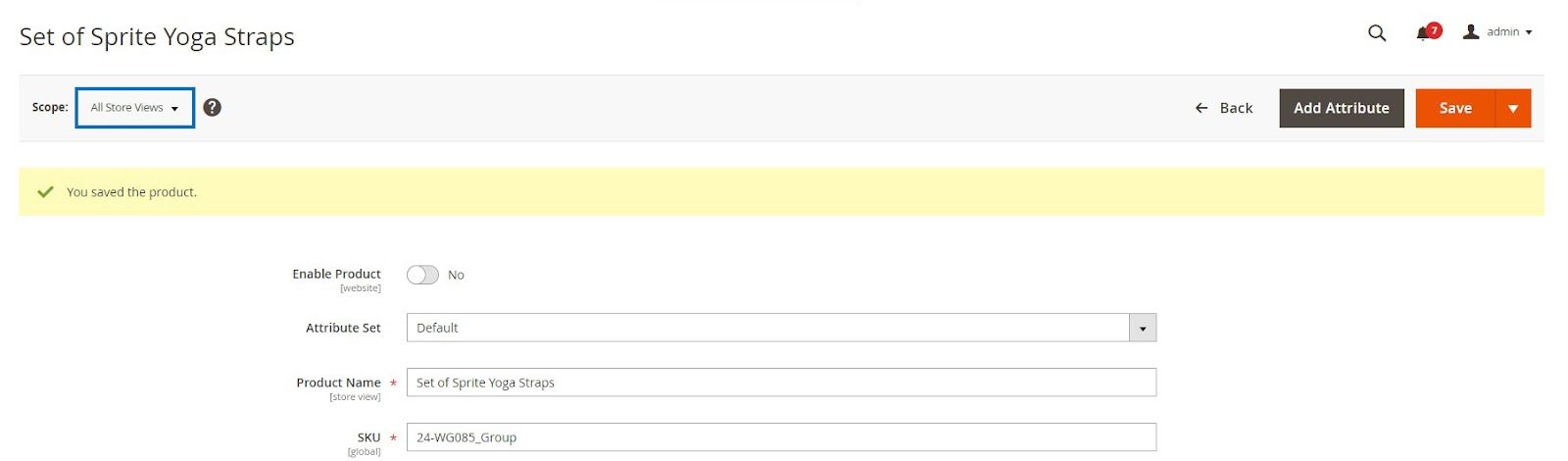 assign a store view to the Magento 2 grouped product