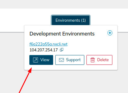 Click the view option for development environments