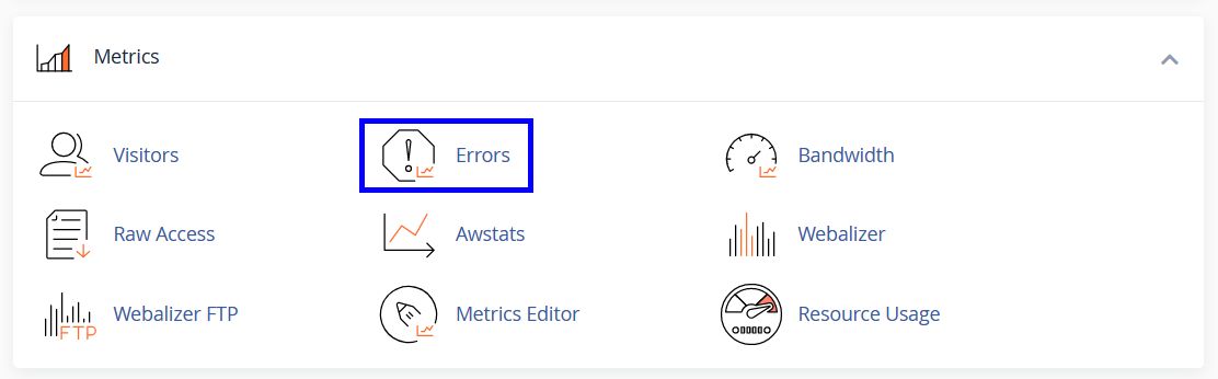 Accessing Apache errors log via cPanel for troubleshooting error 521.  