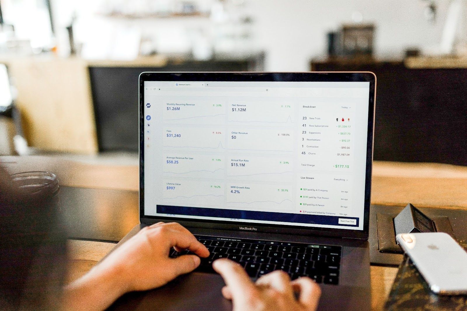 Person Checking Content Metrics on a MacBook