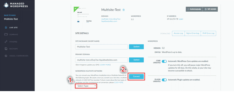 Set up a WordPress multisite in your Nexcess account