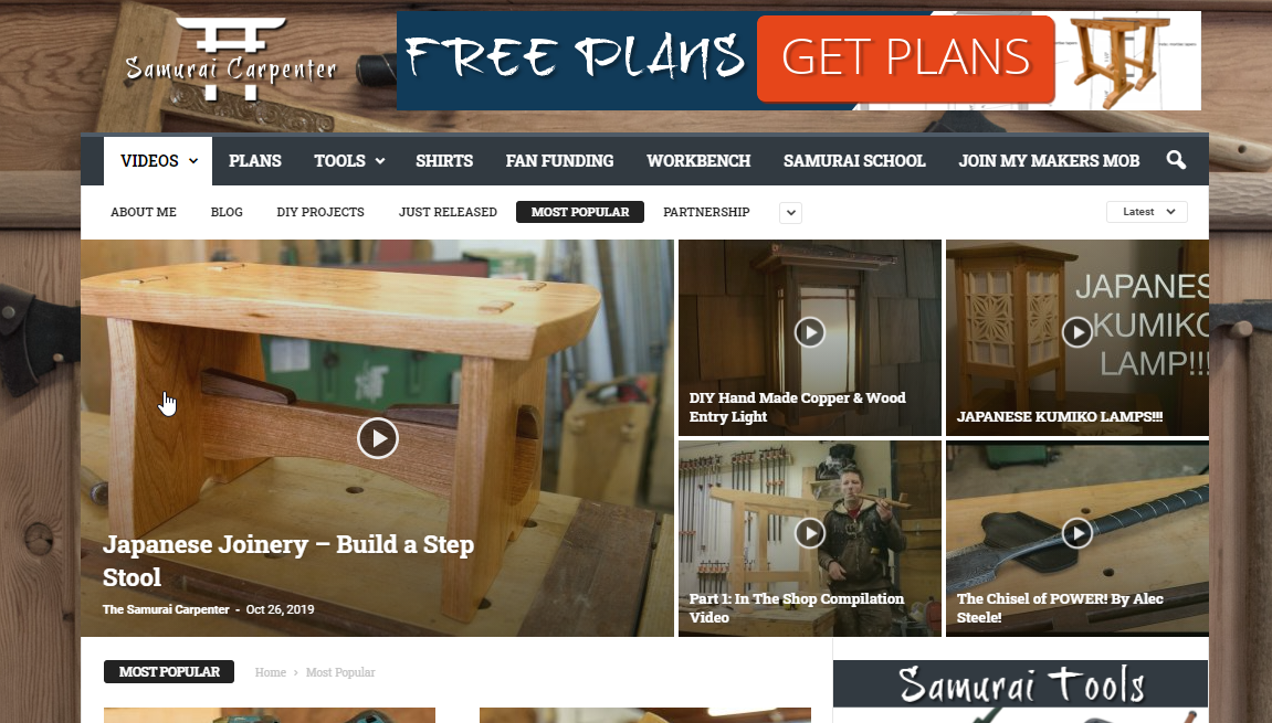 A carpentry website screengrab.