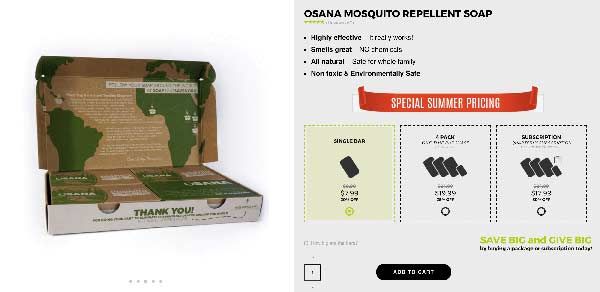 A product listing for mosquito repellent soap 