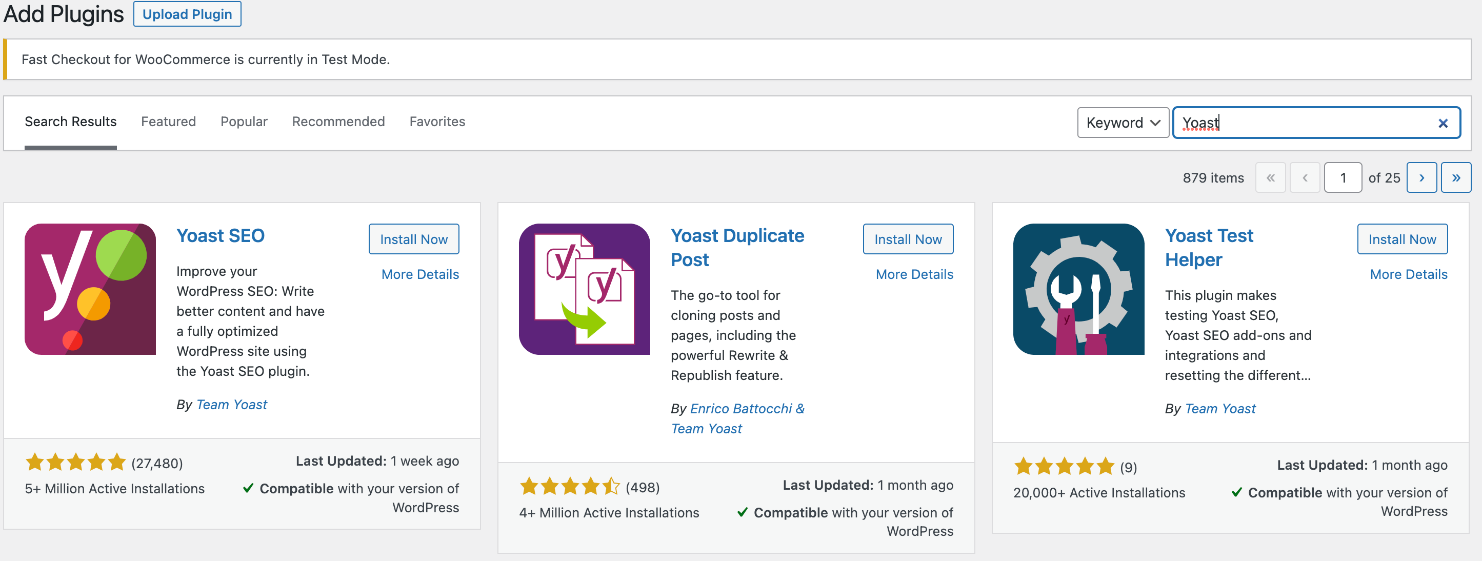 The search bar where you can look for the Yoast Duplicate Post plugin.
