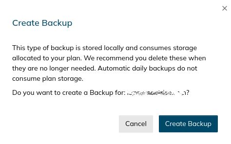 Click Create Backup, and then next option — with the same name of Create Backup — to confirm your selection.