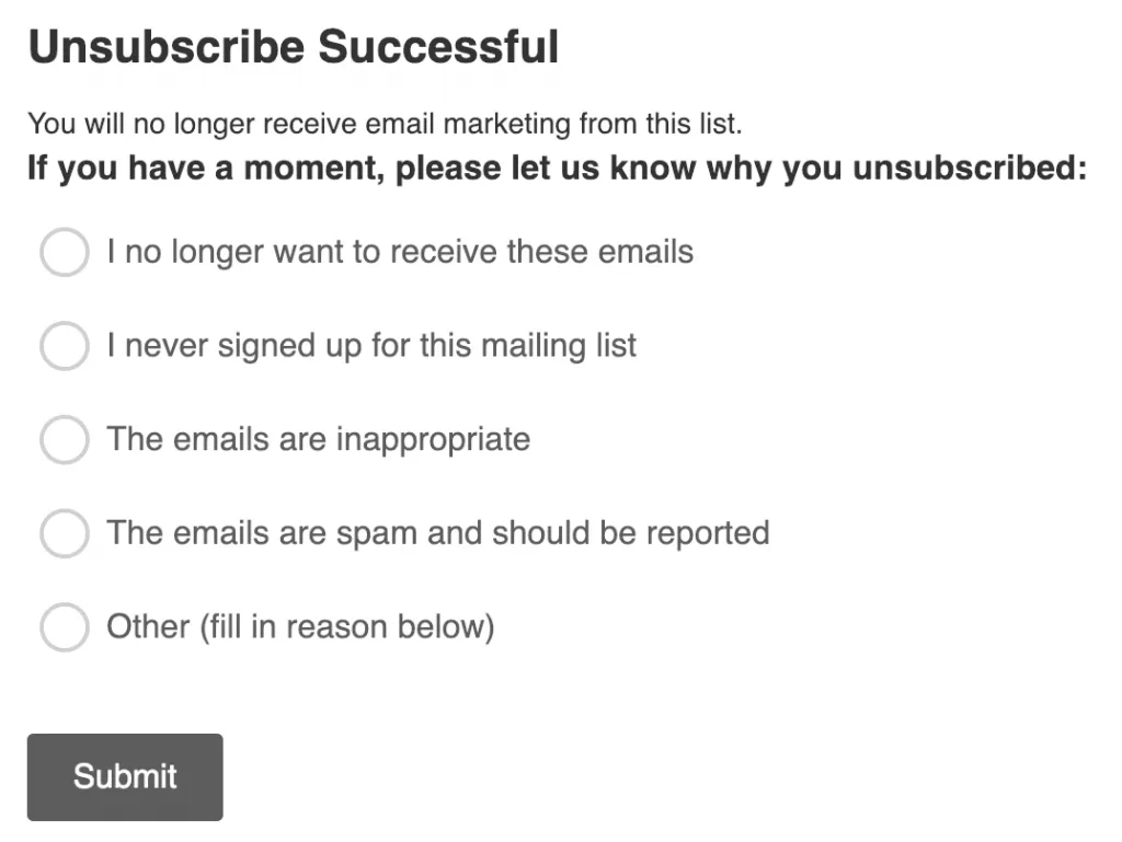 Unsubscribe example