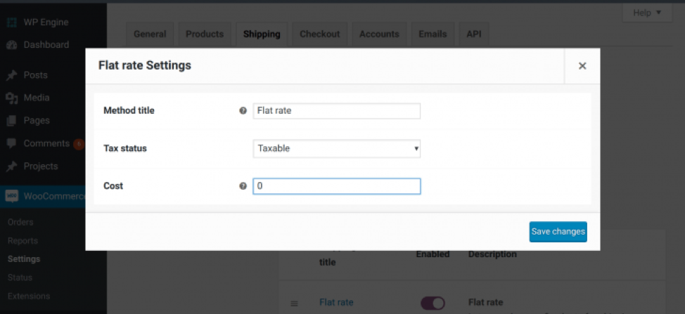 Additional flat rate settings.