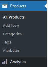 Alternatively, you can create a brand new product. This is helpful when your products have unique conﬁgurations. While in your WordPress dashboard, scroll down the left sidebar to ﬁnd the Store > Products option. 