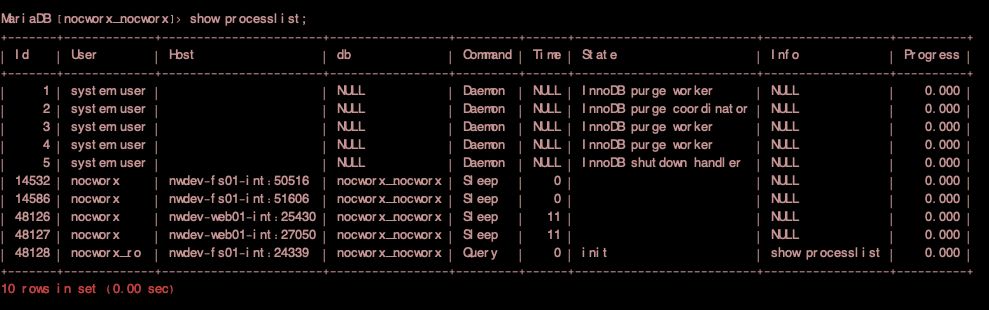 MariaDB/MySQL provides basic information about every process running on your database.