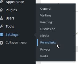 Go to Settings on the left side of the panel, then click Permalinks.