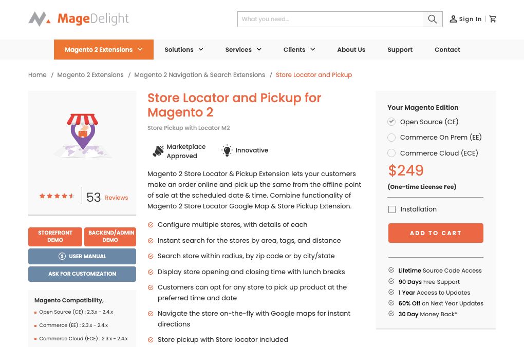 MageDelight Store Locator & Pickup is the best Magento 2 store locator extension for scheduled store pickup.