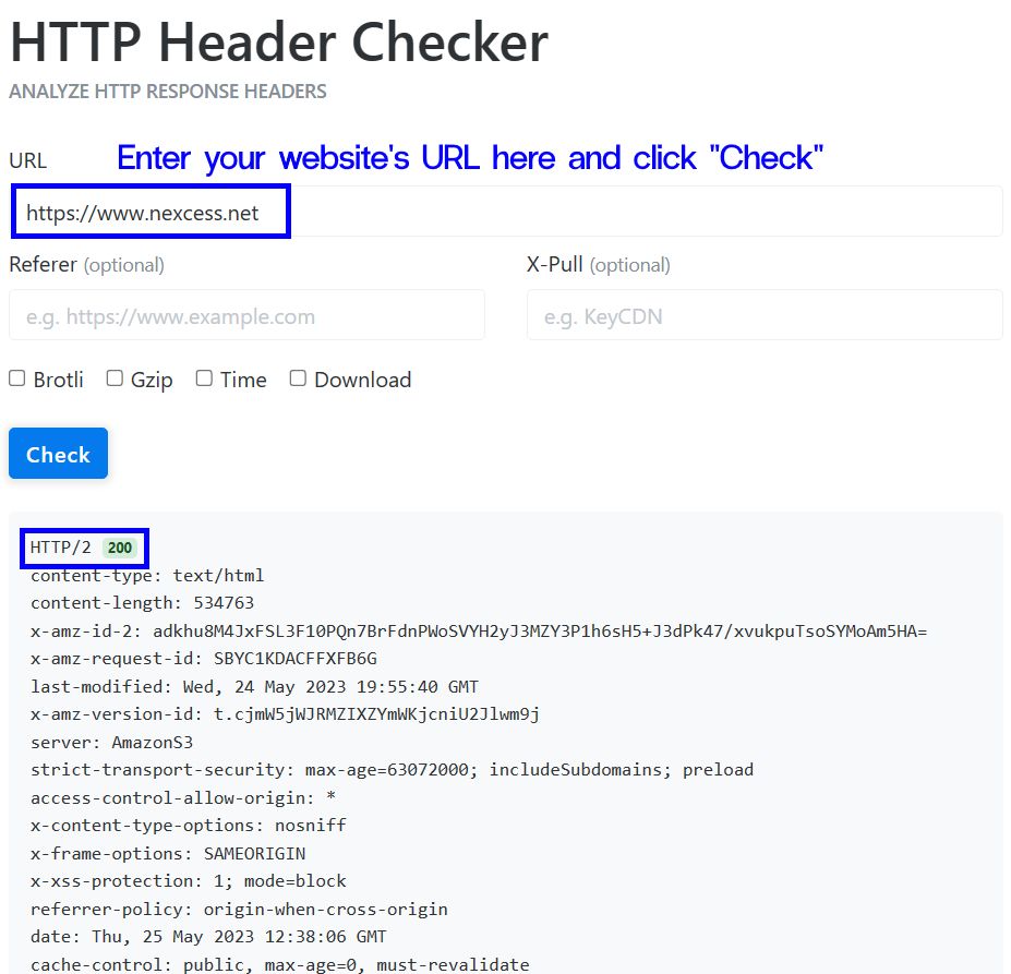 KeyCDN’s HTTP Header Checker. 