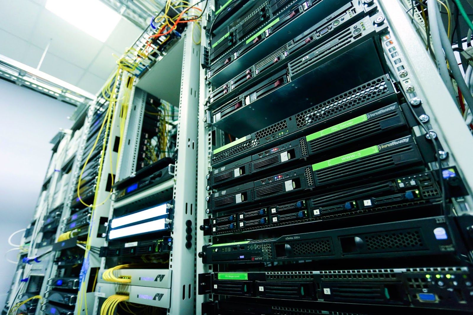 Physical servers at a data center.