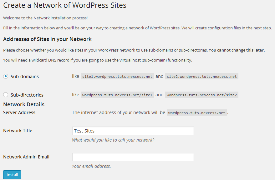 Network details