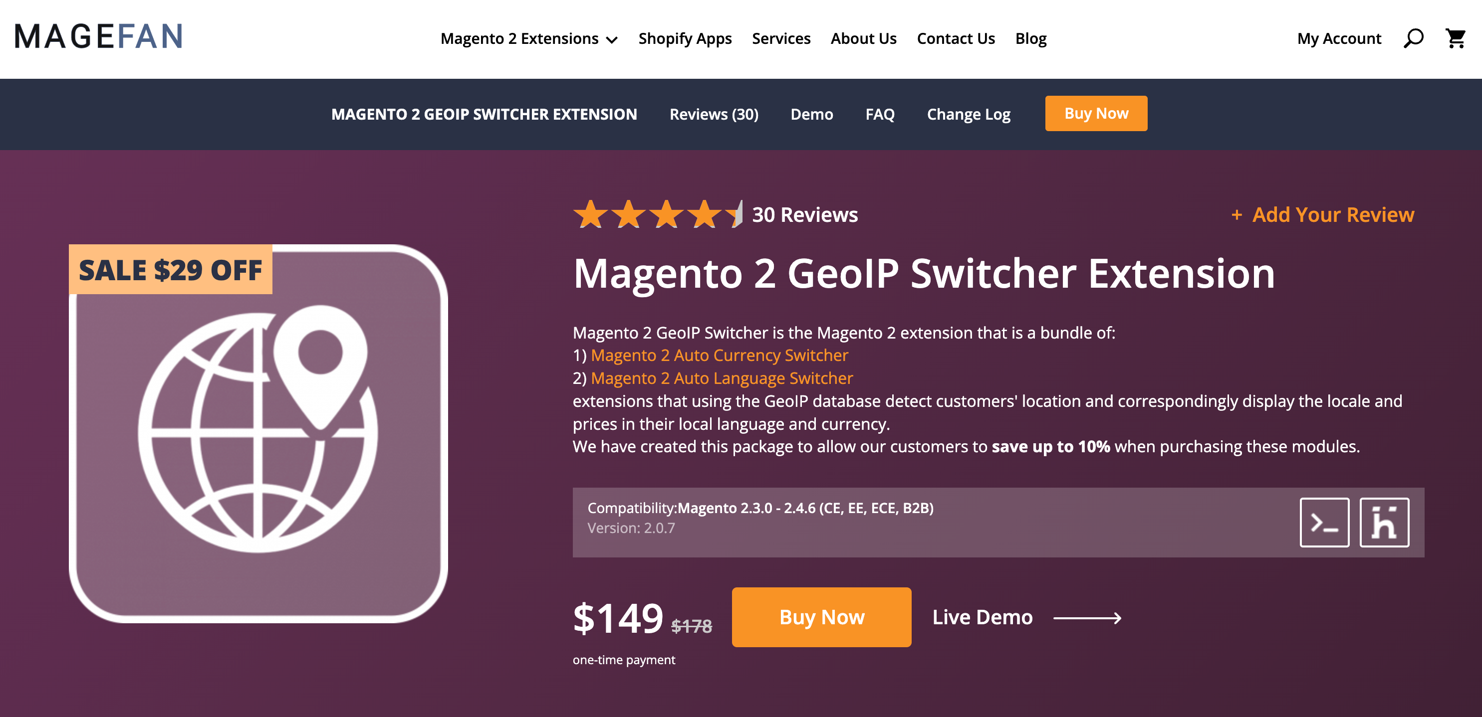 Magefan's Magento 2 GeoIP Switcher extension