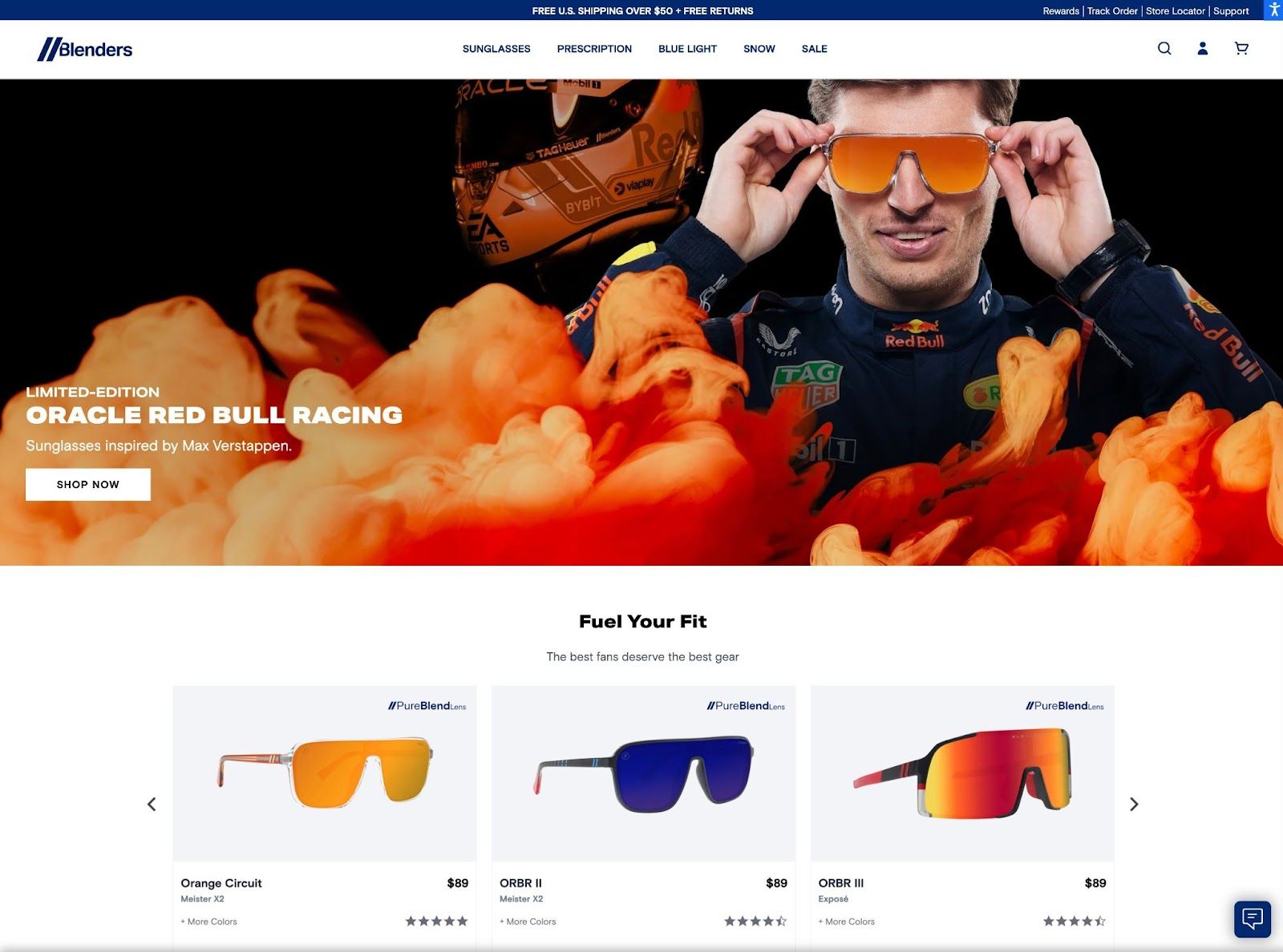 Blenders Eyewear’s homepage.