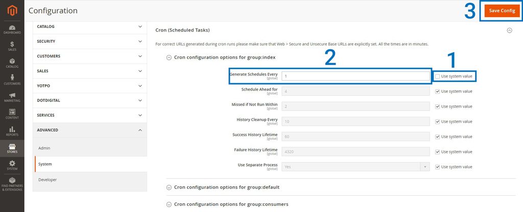 Edit Magento cron schedule from admin panel.