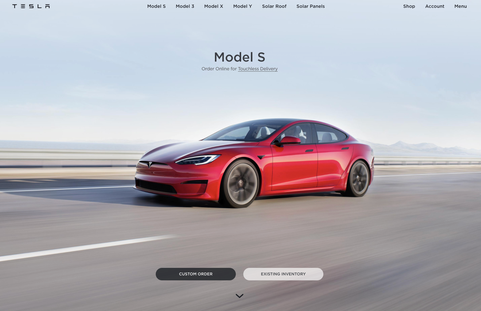 Tesla embraces web design principles like clear, simple navigation on their site