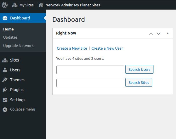 You can manage the different domains added to the WordPress multi-site from the admin dashboard.