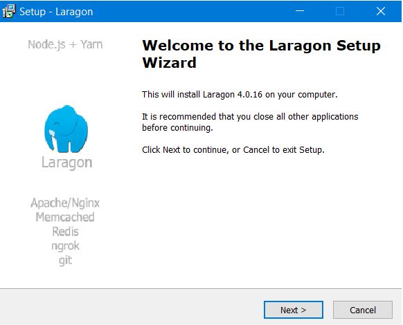 Laragon Setup Wizard