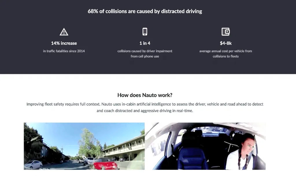 Nauto landing page