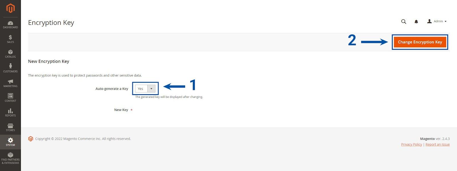 Steps to change the Magento encryption key.